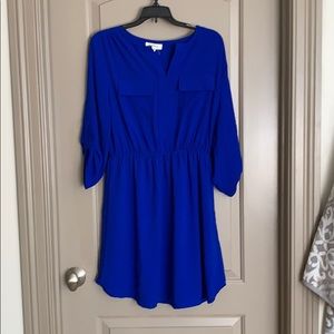Cobalt blue dress.